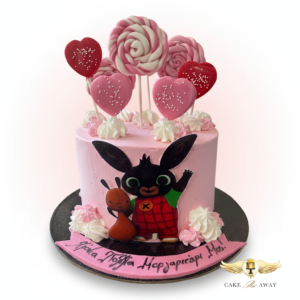 Pink Cartoon Character Birthday Cake