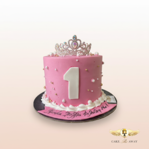 Pink Princess First Birthday Cake