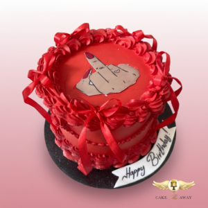 Red Middle Finger Birthday Cake