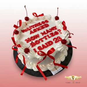 Funny Message Cherry Ribbon Cake