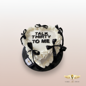 Black Ribbon Heart Shaped Cake