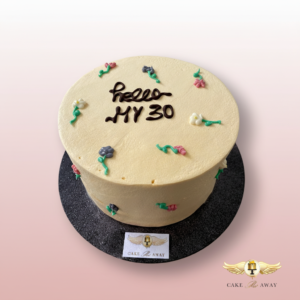 Product Title: Custom Round Floral Birthday Cake