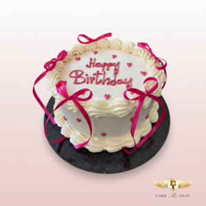 Pink Ribbon Happy Birthday Cake