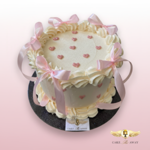 Pink Ribbon Heart Cake