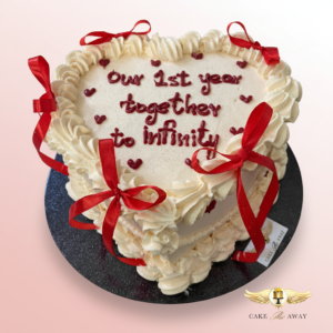 Heart Anniversary Cake with Ribbons