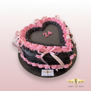 Black & Pink Heart 24 Cake