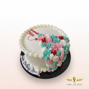 Product Title: Floral Swirl Birthday Cake