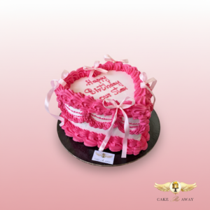 Pink Ruffle Heart Birthday Cake