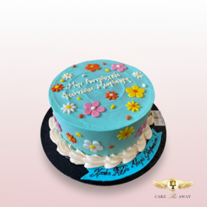 Floral Blue Celebration Cake