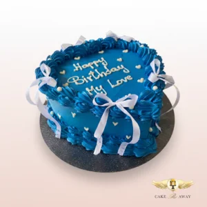 Product Title: Blue Heart Happy Birthday Cake