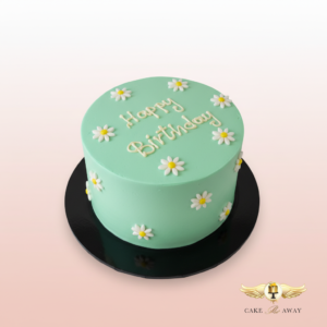 Mint Daisy Happy Birthday Cake