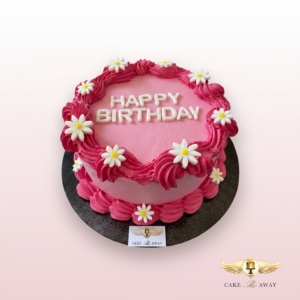 Pink Daisy Happy Birthday Cake