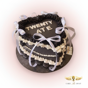 Black and White Heart-Shaped Cake