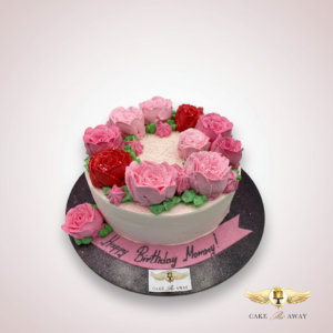 Pink & Red Rose Birthday Cake