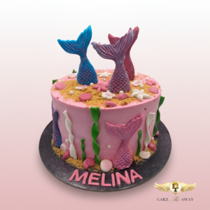Pink Mermaid Theme Birthday Cake