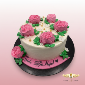 Pink Rose Floral Celebration Cake