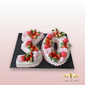 Strawberry & Macaron Number Cake